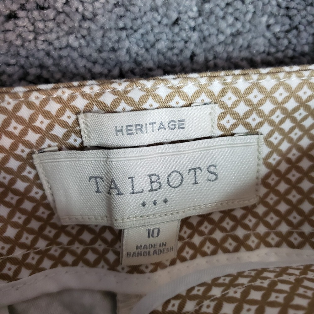 Talbots Pants Womens 10 Tan Heritage Side Zip Crop Wide Leg Loose Relaxed Career - Picture 3 of 10